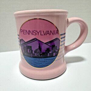 Vintage Pennsylvania Souvenir Coffee Cup Mug Pink Purples with Gold Detail